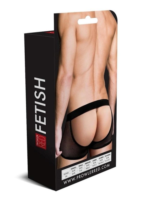 Prowler RED Fishnet Ass-Less Trunk - Small - Black