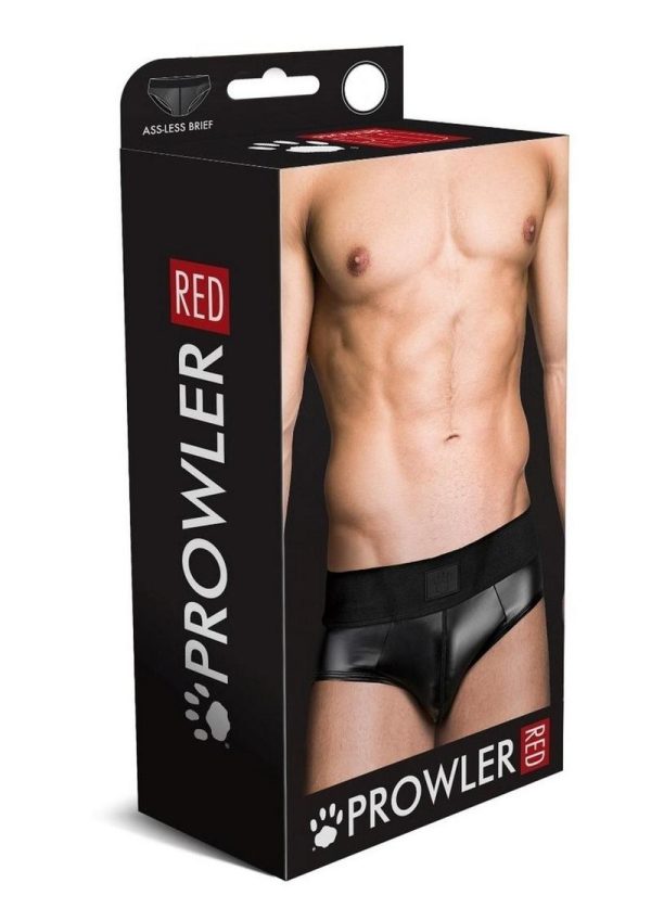 Prowler RED Wetlook Ass-Less Brief - Small - Black