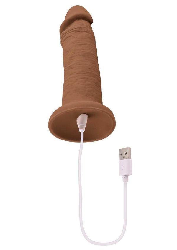 Vibrating Rechargeable Silicone Dildo 6in - Caramel