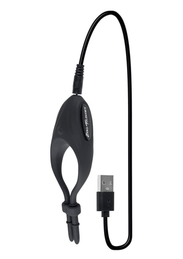 Zero Tolerance Perfect Fit Rechargeable Silicone Vibrating Adjustable Cock Tie - Black