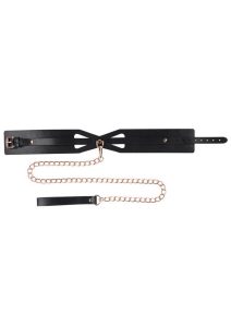 Sex and Mischief Brat Collar andamp; Leash - Black/Rose Gold