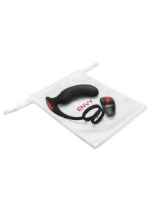 Envy Toys Thumbs Up Rechargeable Silicone P-Spot Vibrator and Dual Stamina Ring with Remote Control - Black