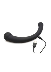 Master Series 10X Vibra-Crescent Rechargeable Silicone Vibrating Dual Ended Dildo - Black
