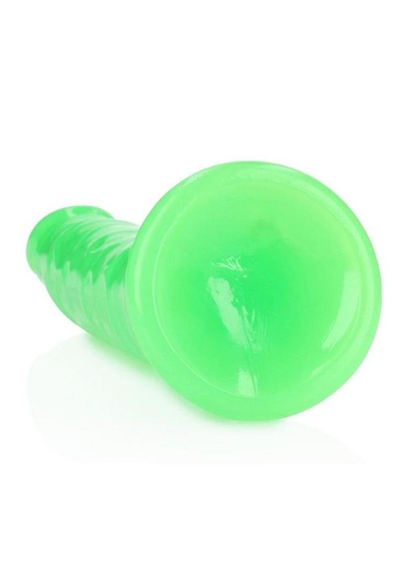 RealRock Slim Glow in the Dark Dildo with Suction Cup 10in - Green
