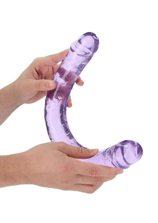 RealRock Crystal Clear Double Dong 18in - Purple