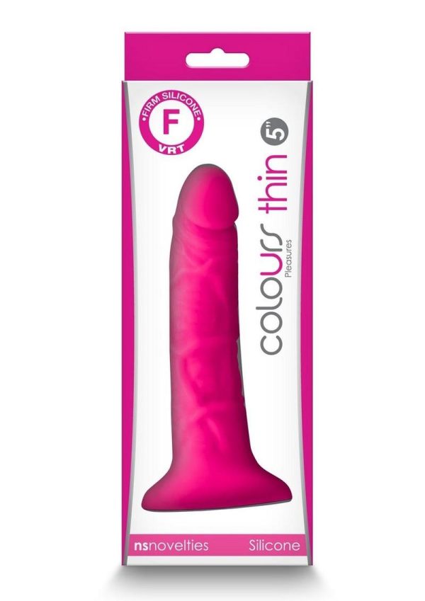 Colours Pleasures Silicone Thin Dildo 5in - Pink