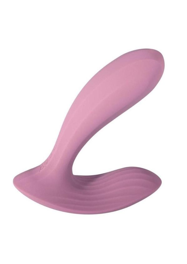 Svakom Erica Rechargeable Silicone App Compatible Dual Vibrator with Clitoral Stimulator and Remote Control - Romantic Rose Pink