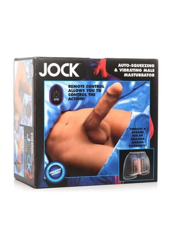 JOCK Vibrating and Squeezing Male Masturbator with Posable Dildo and Remote Control - Vanilla