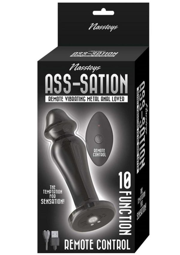 Ass-Sation Rechargeable Vibrating Metal Anal Lover with Remote Control - Black