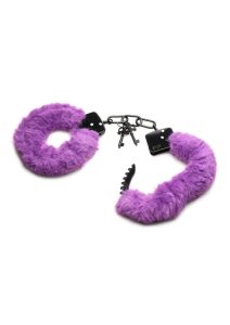 Master Series Cuffed in Fur Furry Handcuffs - Purple