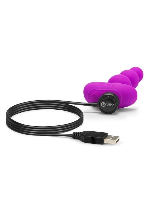 B-Vibe Triplet Anal Beads Rechargeable Silicone Beads with Remote Control - Fuchsia