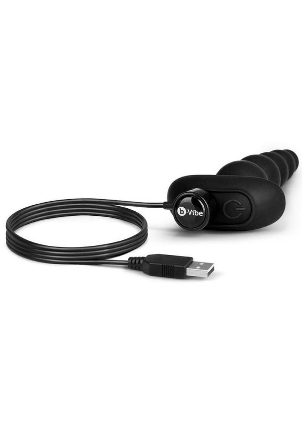 B-Vibe Cinco Rechargeable Silicone Anal Beads with Remote Control - Black