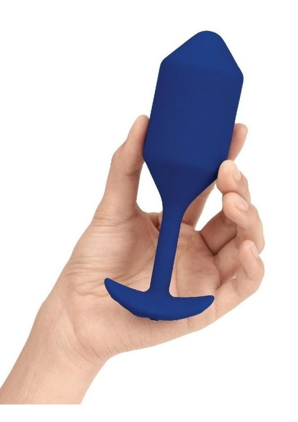 B-Vibe Vibrating Snug Plug 4 Rechargeable Silicone Anal Plug - Navy