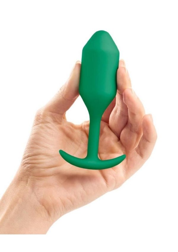 B-Vibe Vibrating Jewel Plug Rechargeable Silicone Anal Plug with Remote Control - Medium/Large - Emerald Green