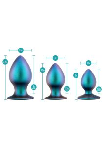 Anal Adventures Matrix Metaverse Plug Kit Silicone Anal Plug Set - Dark Millenium Blue