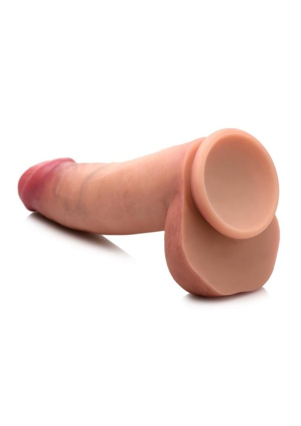 Jock Dual Density Silicone Dildo with Balls 8in - Vanilla