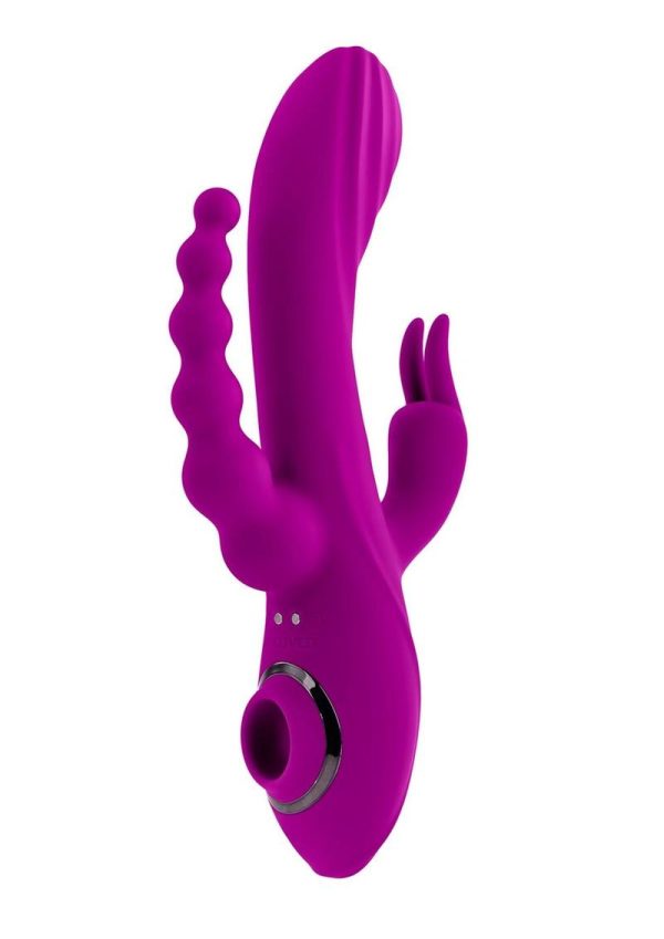 Fourgasm Rechargeable Silicone Multi Stimulator Rabbit Vibrator - Purple