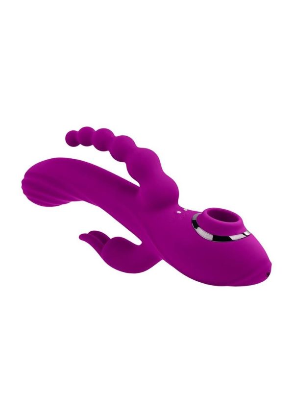 Fourgasm Rechargeable Silicone Multi Stimulator Rabbit Vibrator - Purple