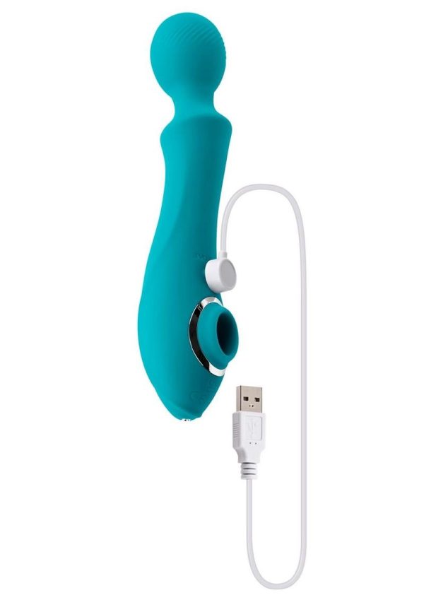 Wanderful Sucker Rechargeable Silicone Bodywand and Clitoral Stimulator - Teal