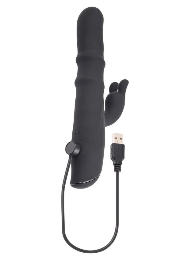Ringmaster Rechargeable Silicone Rabbit Vibrator - Black