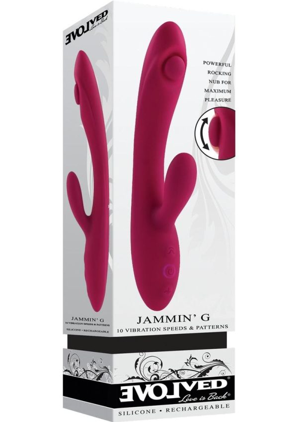 Jammin` G Rechargeable Silicone Rabbit Vibrator - Red