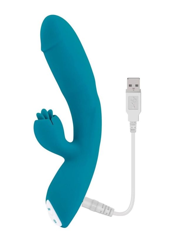 Fierce Flicker Rechargeable Silicone Rabbit Vibrator - Blue