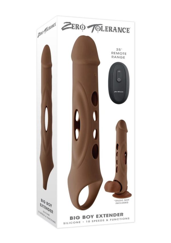 Zero Tolerance Big Boy Extender Rechargeable Silicone Penis Extension with Remote Control - Chocolate