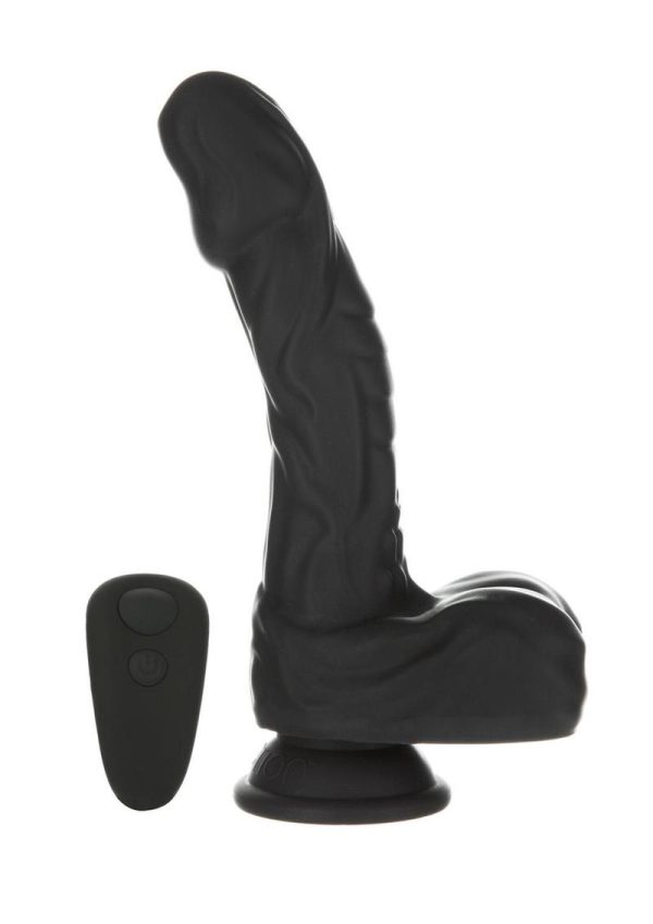 Naked Addiction Rotating and Thrusting Vibrating Rechargeable Silicone Dong with Remote Control - Chocolate