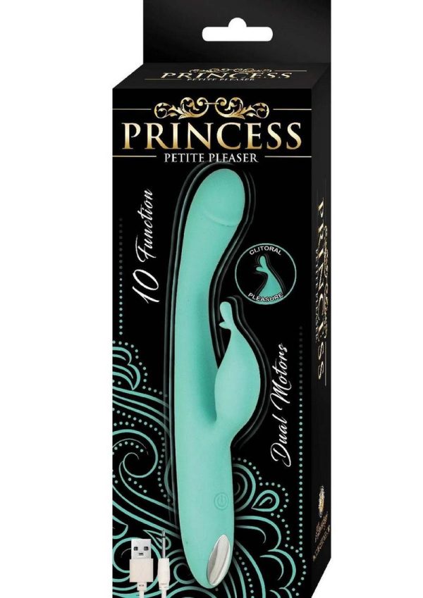 Princess Petite Pleasure Silicone Rechargeable Rabbit Vibrator - Aqua