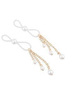 Sex and Mischief Pearl Nipple Ties - White/Gold