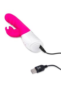 Rabbit Essentials Silicone Rechargeable Clitoral Suction Rabbit - Hot Pink