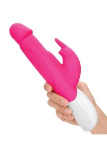 Rabbit Essentials Rechargeable Silicone Realistic Rabbit - Hot Pink