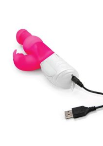 Rabbit Essentials Silicone Rechargeable Pearls Rabbit Vibrator - Hot Pink