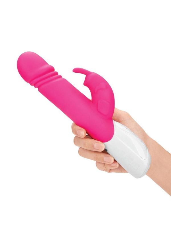 Rabbit Essentials Silicone Rechargeable Thrusting Rabbit Vibrator - Hot Pink