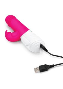 Rabbit Essentials Silicone Rechargeable Thrusting Rabbit Vibrator - Hot Pink
