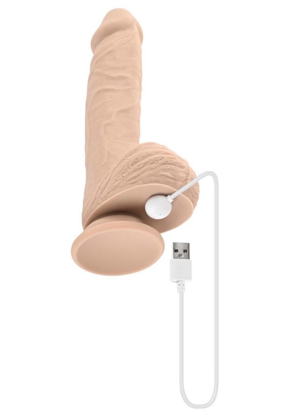 Full Monty Silicone Rechargeable Realistic Dildo with Remote Control 9in - Vanilla
