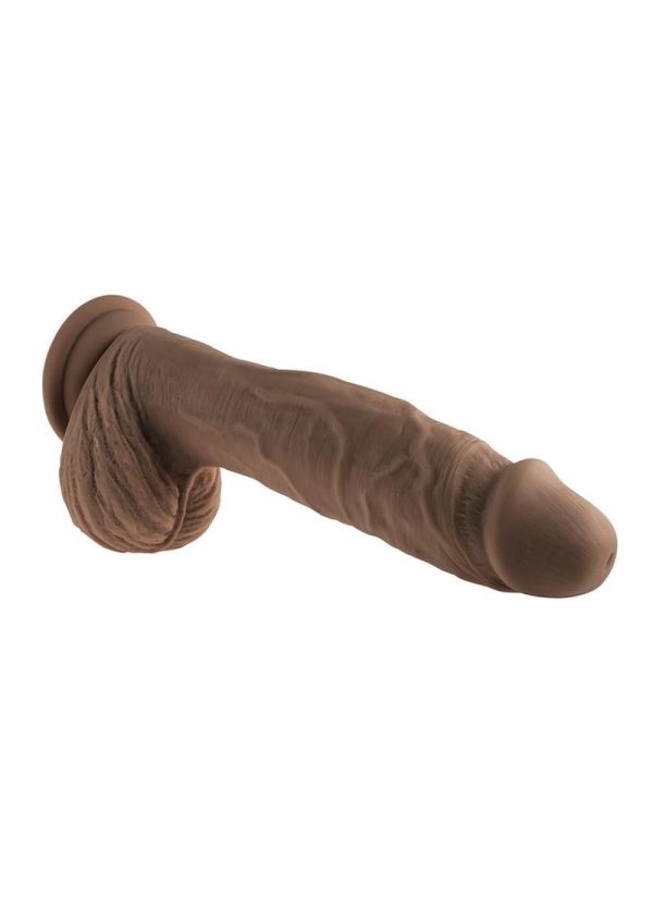 Full Monty Silicone Rechargeable Realistic Dildo with Remote Control 9in - Chocolate