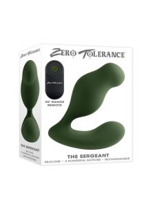 Zero Tolerance The Sergeant Rechargeable Silicone Prostate Vibrator with Remote Control - Green