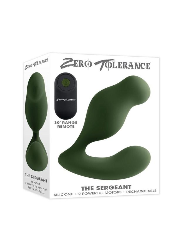 Zero Tolerance The Sergeant Rechargeable Silicone Prostate Vibrator with Remote Control - Green