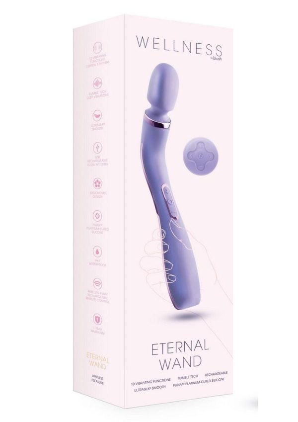 Wellness Eternal Wand Rechargeable Silicone Vibrating Wand with Remote Control - Lavender