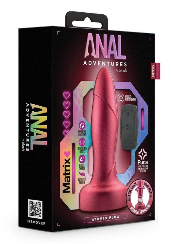 Anal Adventures Matrix Atomic Plug Rechargeable Silicone Anal Plug with Remote Control - Martian Wine