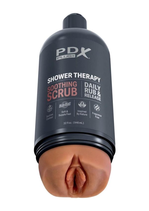 PDX Plus Shower Therapy Soothing Scrub Discreet Stroker - Caramel