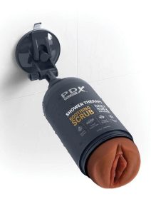 PDX Plus Shower Therapy Soothing Scrub Discreet Stroker - Chocolate
