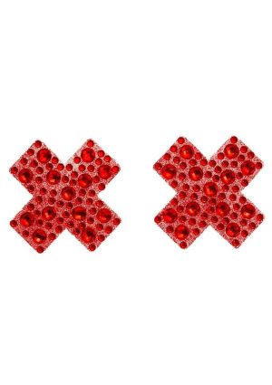 Leg Avenue X Factor Adhesive Nipple Jewel Stickers - OS - Red