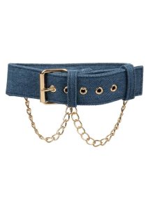 Ride `em Premium Denim Collection Collar with Leash - Blue
