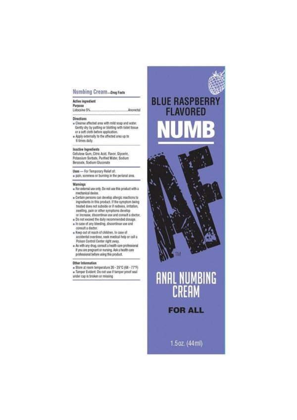 Numb AF Anal Numbing Flavored Cream 1.5oz - Blue Raspberry