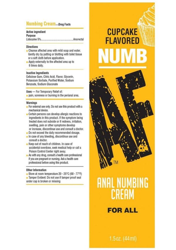Numb AF Anal Numbing Flavored Cream 1.5oz - Cupcake
