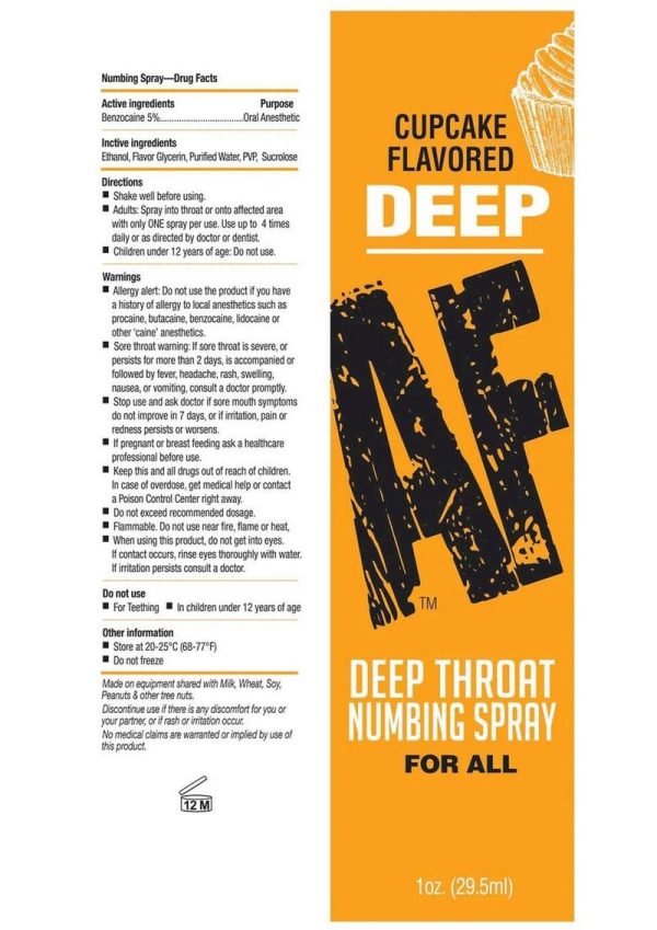 Deep AF Deep Throat Numbing Spray 1oz - Cupcake