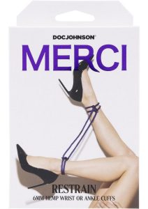 Merci Restrain 6mm Hemp Wrist or Ankle Cuffs - Purple