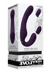 Share The Love Rechargeable Silicone Strap-On - Purple
